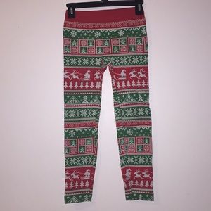 Girls Fleece Lined Christmas Leggings